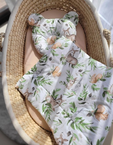 My Sweet Baby Kołderka z wypełnieniem i poduszka profilowana Miś - zestaw 2cz. - woodland green