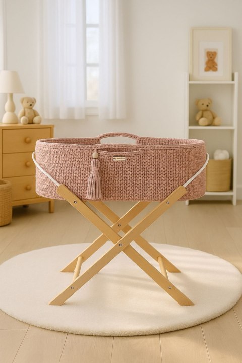 My Sweet Baby Kosz Mojżesza BOHO Handmade ze stojakiem - pastel pink