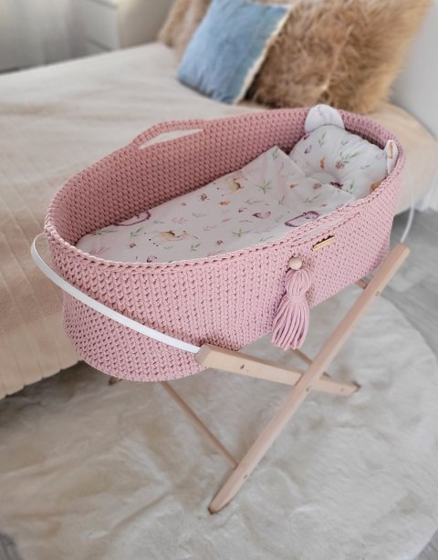 My Sweet Baby Kosz Mojżesza BOHO Handmade ze stojakiem - pastel pink