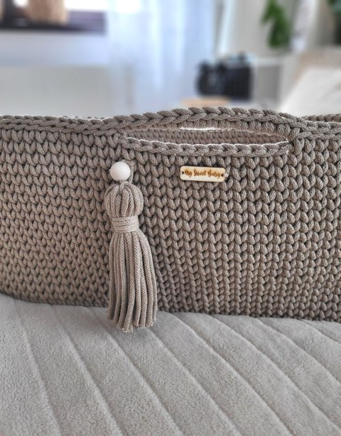 My Sweet Baby Kosz Mojżesza BOHO bawełniany Handmade z materacykiem - sand