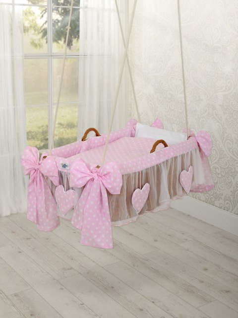 My Sweet Baby Kosz Mojżesza kołyska wisząca- Grochy na różu