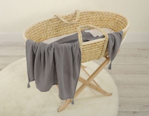 My Sweet Baby Muślinowy kocyk dla niemowląt z chwostami - antracyt