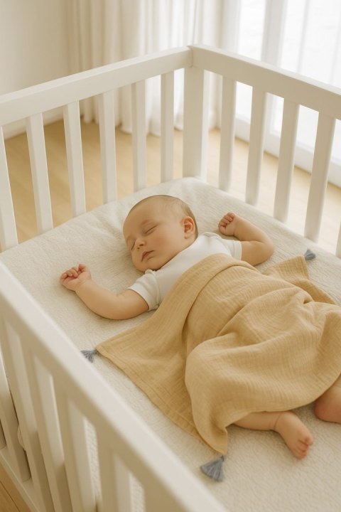 My Sweet Baby Muślinowy kocyk dla niemowląt z chwostami - camel