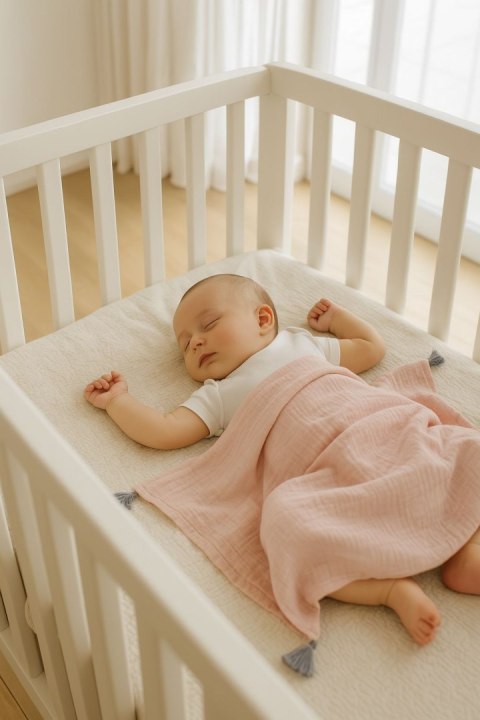 My Sweet Baby Muślinowy kocyk dla niemowląt z chwostami - pastel pink