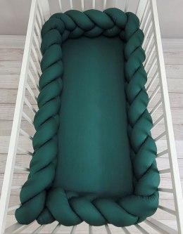 My Sweet Baby Ochraniacz warkocz pleciony do łóżeczka XXL - butelkowa zieleń