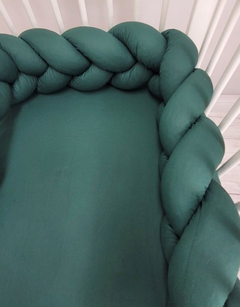 My Sweet Baby Ochraniacz warkocz pleciony do łóżeczka XXL - butelkowa zieleń