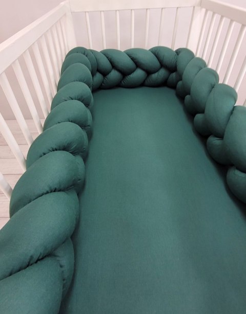 My Sweet Baby Ochraniacz warkocz pleciony do łóżeczka XXL - butelkowa zieleń