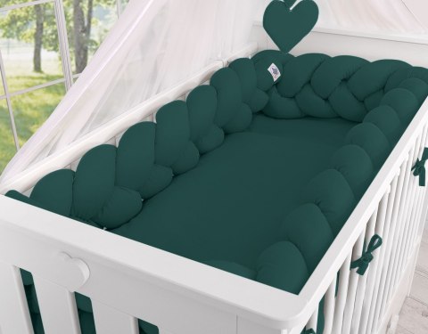 My Sweet Baby Ochraniacz warkocz pleciony do łóżeczka XXL - butelkowa zieleń