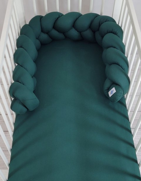 My Sweet Baby Ochraniacz warkocz pleciony do łóżeczka - butelkowa zieleń