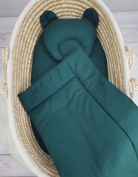 My Sweet Baby Pościel dla niemowląt z wypełnieniem kołderka i poduszka Miś - zestaw 2cz. - butelkowa zieleń