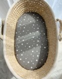 My Sweet Baby Prześcieradło bawełniane do kosza Mojżesza Boho wózka gondoli 75x35 cm - Mini gwiazdki na szarym