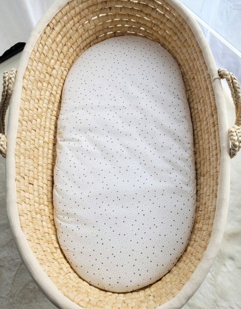 My Sweet Baby Prześcieradło bawełniane do kosza Mojżesza Boho wózka gondoli 75x35 cm - Mini gwiazdki złote