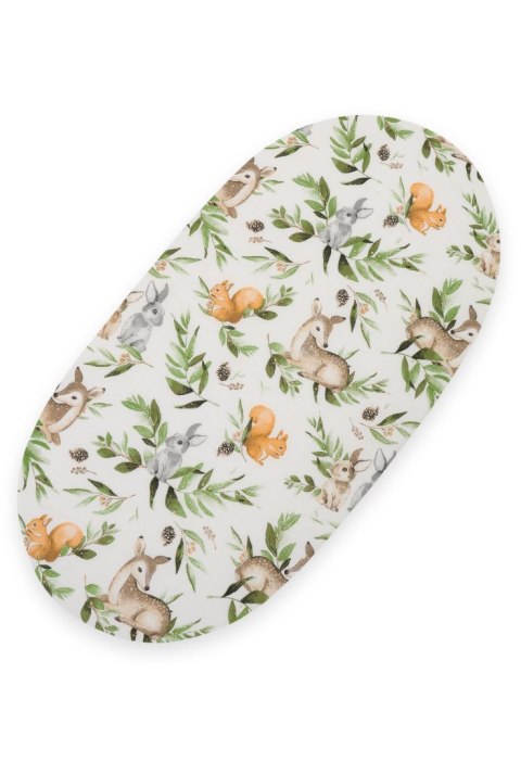 My Sweet Baby Prześcieradło bawełniane do kosza Mojżesza Boho wózka gondoli 75x35 cm - Woodland green