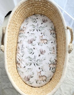 My Sweet Baby Prześcieradło bawełniane do kosza Mojżesza Boho wózka gondoli 75x35 cm - Woodland olive