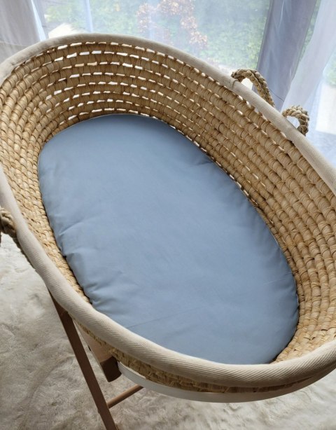 My Sweet Baby Prześcieradło bawełniane do kosza Mojżesza Boho wózka gondoli 75x35 cm - brudny niebieski