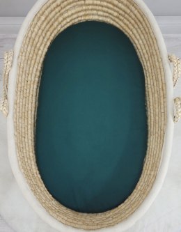 My Sweet Baby Prześcieradło bawełniane do kosza Mojżesza Boho wózka gondoli 75x35 cm - butelkowa zieleń