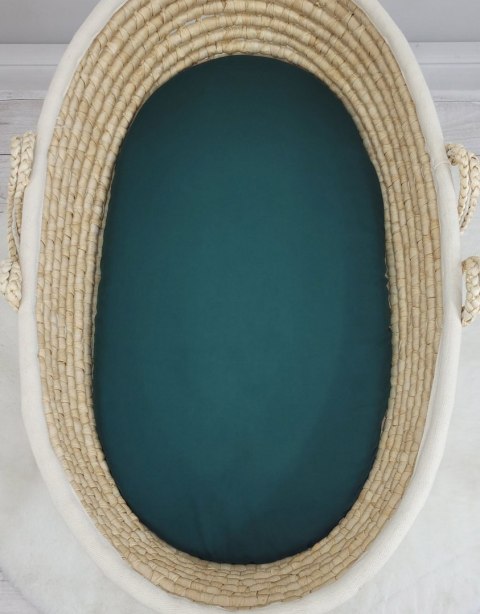 My Sweet Baby Prześcieradło bawełniane do kosza Mojżesza Boho wózka gondoli 75x35 cm - butelkowa zieleń