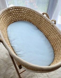 My Sweet Baby Prześcieradło bawełniane do kosza Mojżesza Boho wózka gondoli 75x35 cm - niebieskie