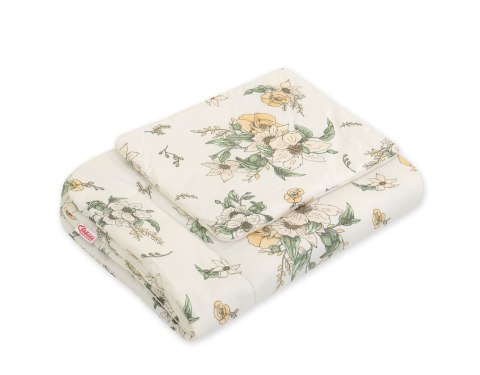 Bobono Komplet pościeli dla niemowląt z wypełnieniem 2-cz 75x100cm NEWBORN - Clematis on beige