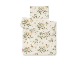 Bobono Komplet pościeli dla niemowląt z wypełnieniem 2-cz 75x100cm NEWBORN - Clematis on beige