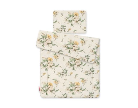 Bobono Komplet pościeli dla niemowląt z wypełnieniem 2-cz 75x100cm NEWBORN - Clematis on beige