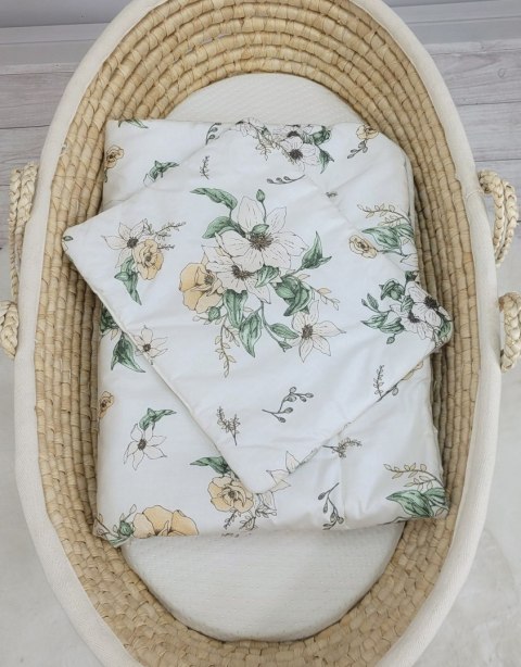 Bobono Komplet pościeli dla niemowląt z wypełnieniem 2-cz 75x100cm NEWBORN - Clematis on beige