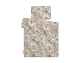 Bobono Komplet pościeli dla niemowląt z wypełnieniem 2-cz 75x100cm NEWBORN - Dmuchawce na szarości