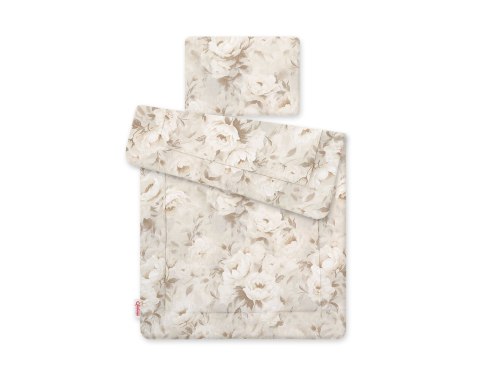 Bobono Komplet pościeli dla niemowląt z wypełnieniem 2-cz 75x100cm NEWBORN - Peonies beige