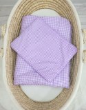Bobono Komplet pościeli dla niemowląt z wypełnieniem 2-cz 75x100cm NEWBORN - Pepitka fioletowa