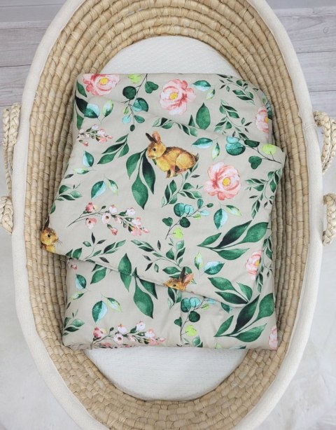 Bobono Komplet pościeli dla niemowląt z wypełnieniem 2-cz 75x100cm NEWBORN - Rabbit with flowers