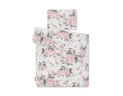 Bobono Komplet pościeli dla niemowląt z wypełnieniem 2-cz 75x100cm NEWBORN - Romantic peonies