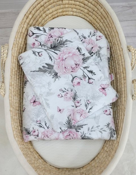 Bobono Komplet pościeli dla niemowląt z wypełnieniem 2-cz 75x100cm NEWBORN - Romantic peonies