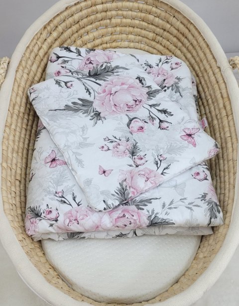 Bobono Komplet pościeli dla niemowląt z wypełnieniem 2-cz 75x100cm NEWBORN - Romantic peonies
