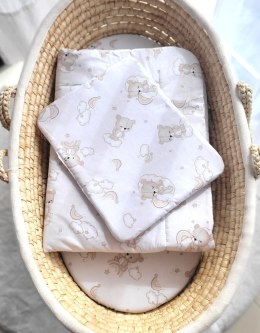 Bobono Komplet pościeli dla niemowląt z wypełnieniem 2-cz 75x100cm NEWBORN - beżowy miś z tęczą