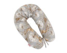 Bobono Poduszka ciążowa Longer dla kobiet w ciąży do spania + zdejmowana poszewka - Dmuchawce na szarości