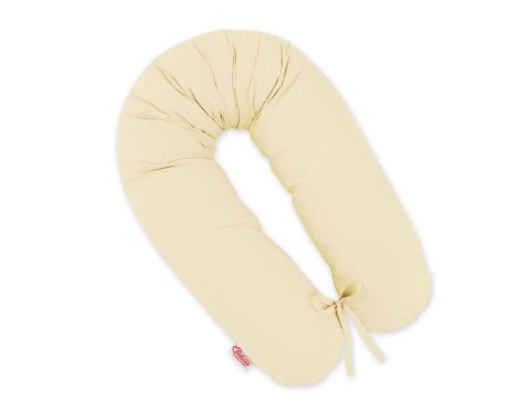 Bobono Poduszka ciążowa Longer dla kobiet w ciąży do spania + zdejmowana poszewka - Kremowa