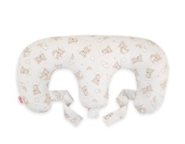 Bobono Poduszka rogal do karmienia bliźniąt + zdejmowana poszewka - beżowy miś z tęczą