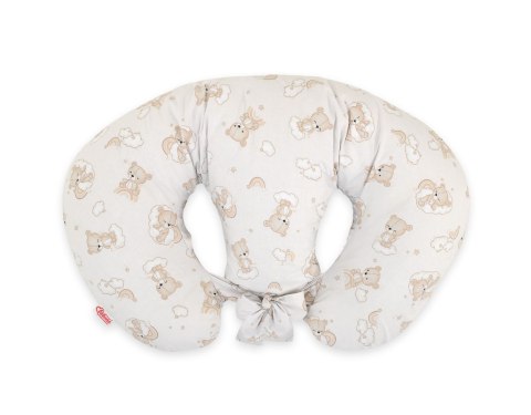 Bobono Poduszka rogal do karmienia bliźniąt + zdejmowana poszewka - beżowy miś z tęczą
