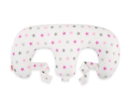 Bobono Poduszka rogal do karmienia bliźniąt + zdejmowana poszewka - gwiazdy szaro-różowe