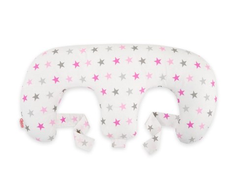 Bobono Poduszka rogal do karmienia bliźniąt + zdejmowana poszewka - gwiazdy szaro-różowe