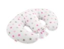 Bobono Poduszka rogal do karmienia bliźniąt + zdejmowana poszewka - gwiazdy szaro-różowe