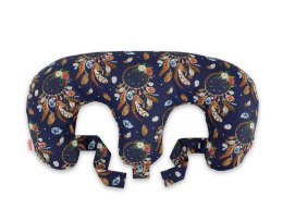 Bobono Poduszka rogal do karmienia bliźniąt + zdejmowana poszewka - łapacze snów granatowe