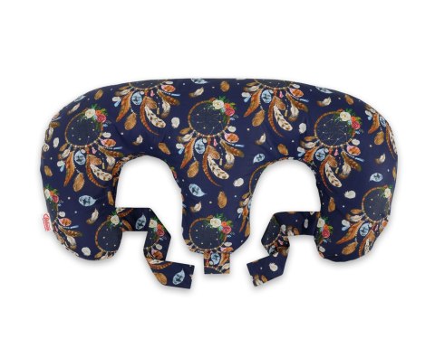 Bobono Poduszka rogal do karmienia bliźniąt + zdejmowana poszewka - łapacze snów granatowe