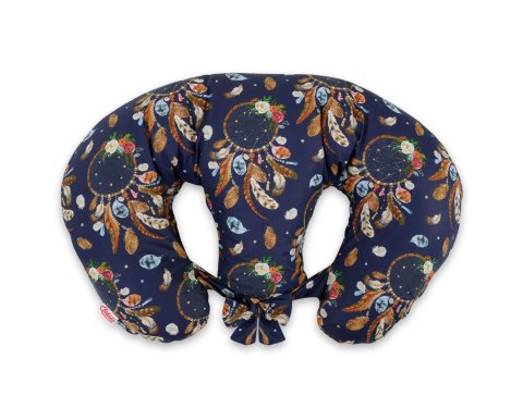 Bobono Poduszka rogal do karmienia bliźniąt + zdejmowana poszewka - łapacze snów granatowe