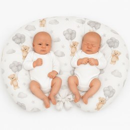 Bobono Poduszka rogal do karmienia bliźniąt + zdejmowana poszewka - miś z balonikami