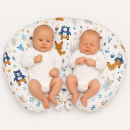 Bobono Poduszka rogal do karmienia bliźniąt + zdejmowana poszewka - misie granatowe