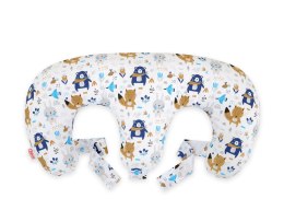 Bobono Poduszka rogal do karmienia bliźniąt + zdejmowana poszewka - misie granatowe