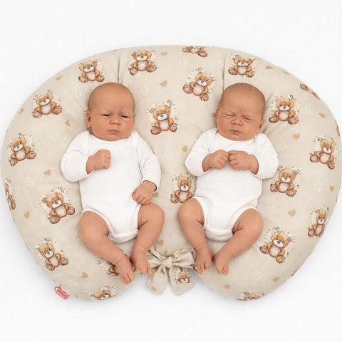 Bobono Poduszka rogal do karmienia bliźniąt + zdejmowana poszewka - misiove love