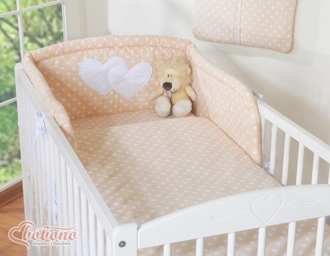 Bobono Pościel 3-cz 135x100 - Serduszka grochy beżowe