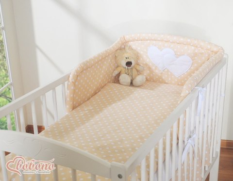 Bobono Pościel 3-cz 135x100 - Serduszka grochy beżowe